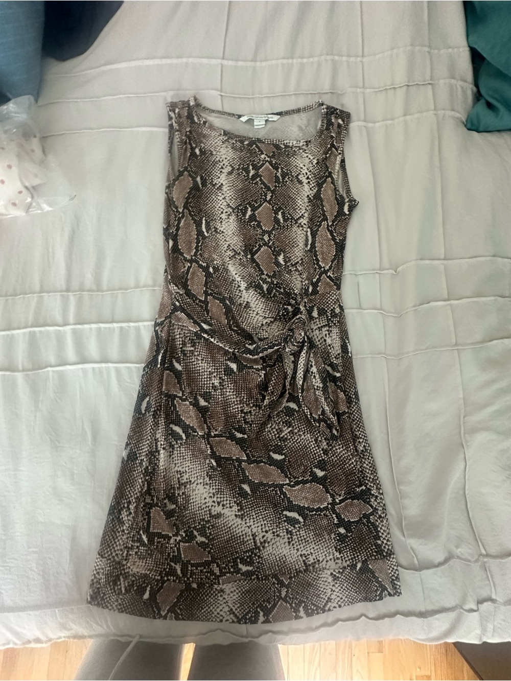 Diane von Furstenberg Brown Snake-Print Tie-Waist Dress